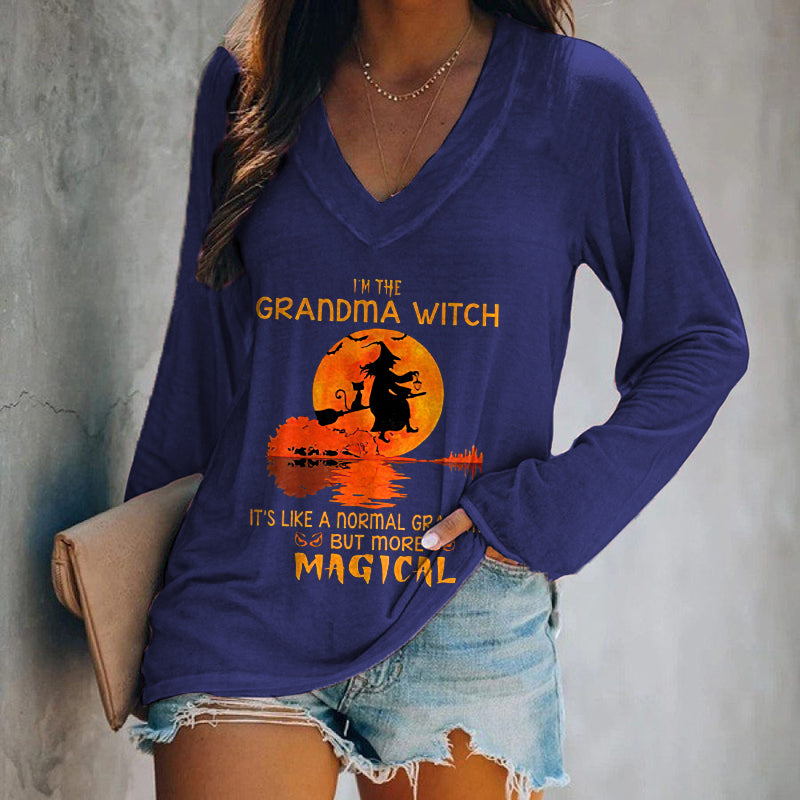 I'm The Grandma Witch Printed Long Sleeve T-shirt