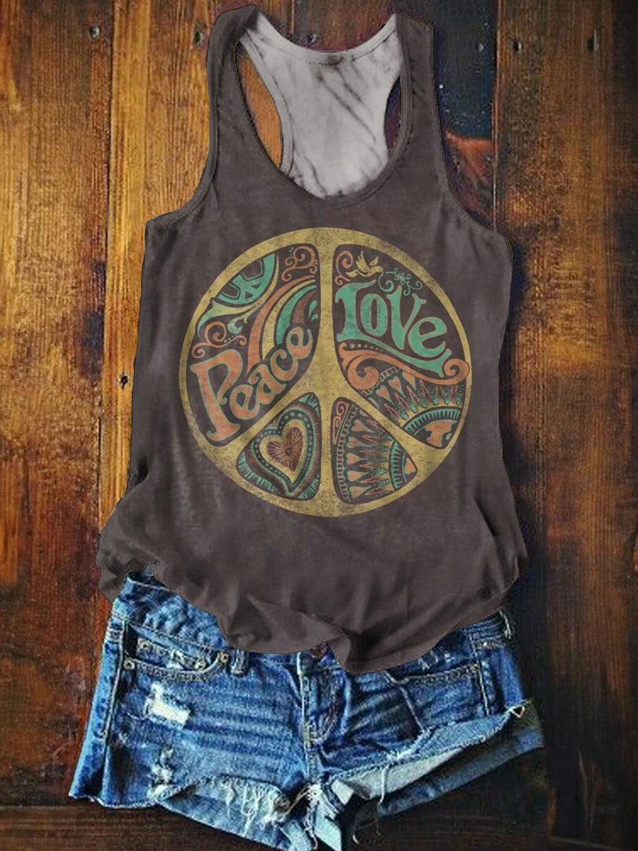 Women's Hippie Pattern Art Print Tank Top