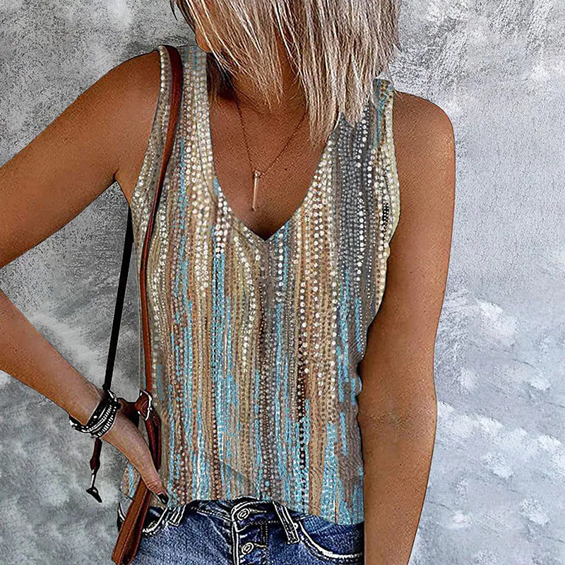 Vintage Summer Women's Sleeveless V-Neck Sexy Tank Top