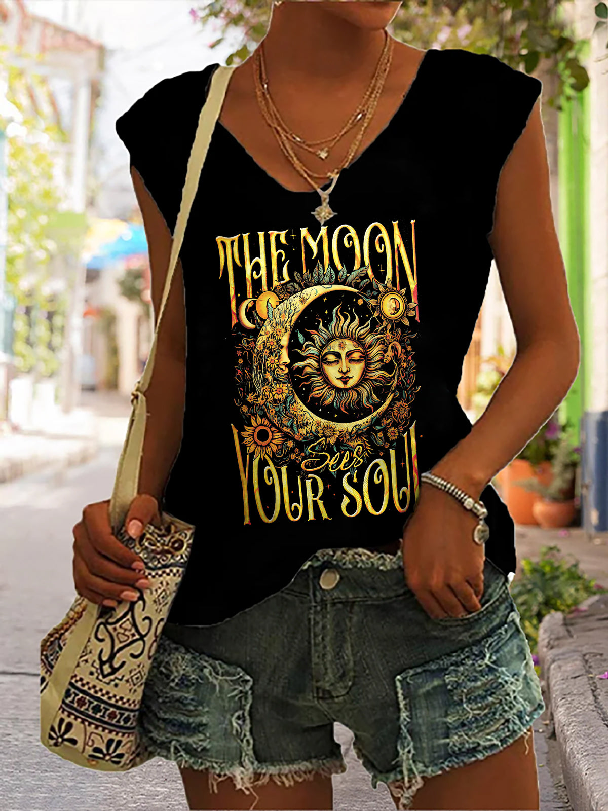 The Moon Your Soul Print Sleeveless Tank Top