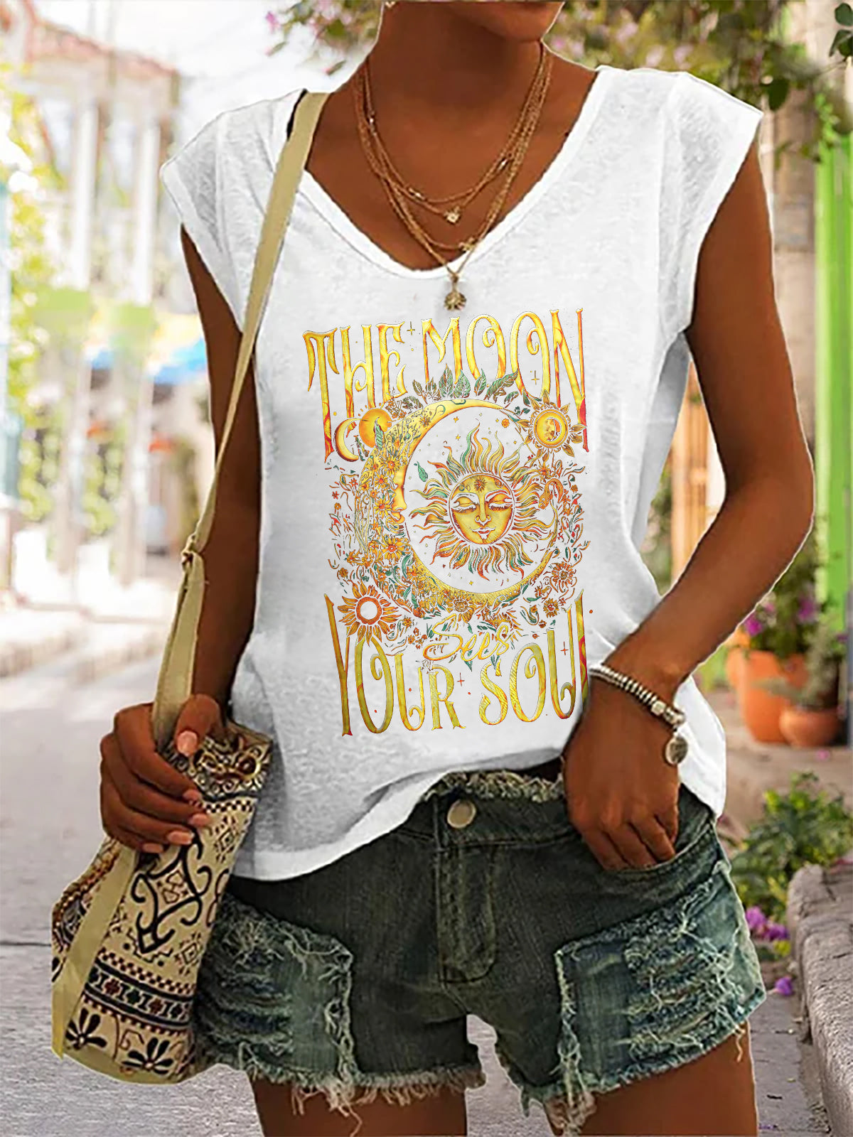 The Moon Your Soul Print Sleeveless Tank Top