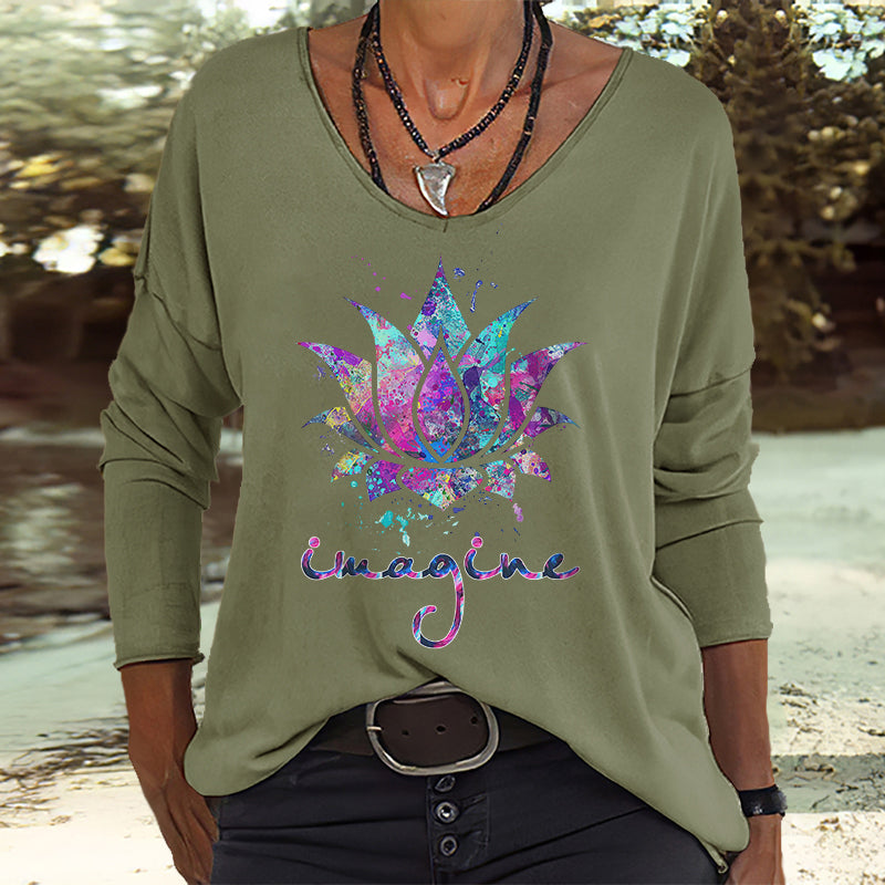 Imagine Lotus Tie Dye Women's Long Sleeves Tee