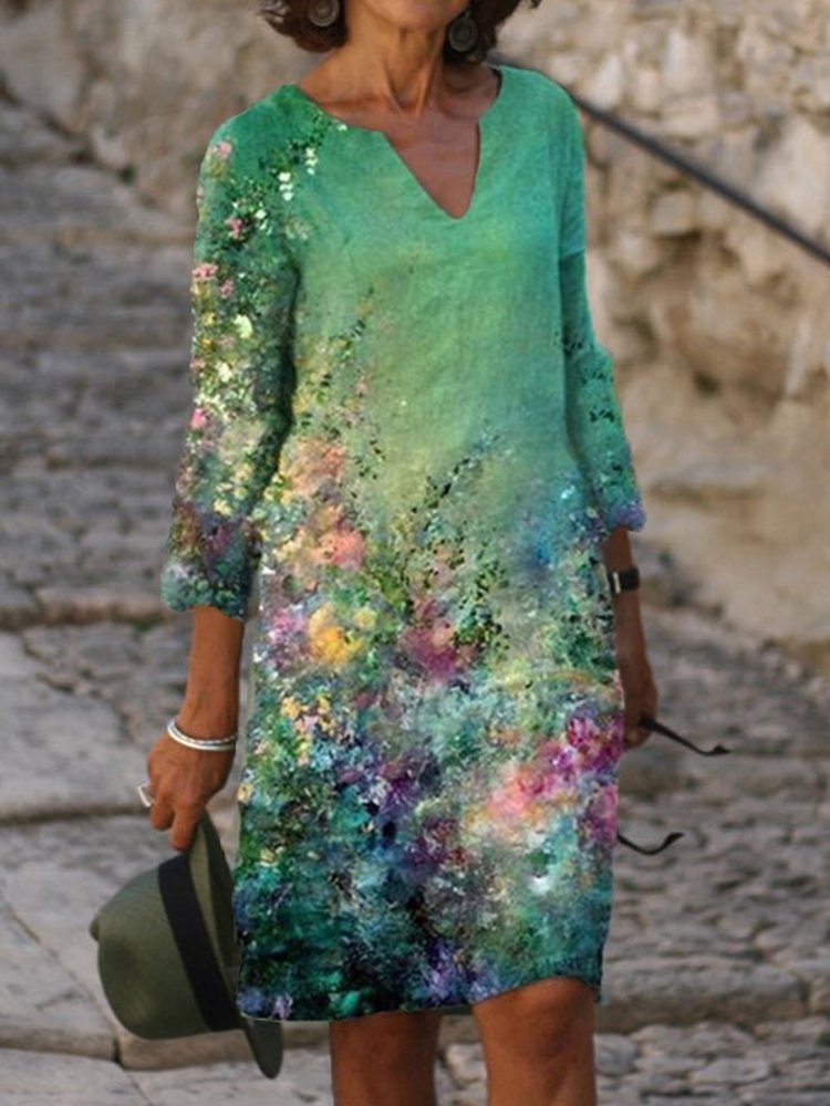 Womens Classic Oil Painting Dress