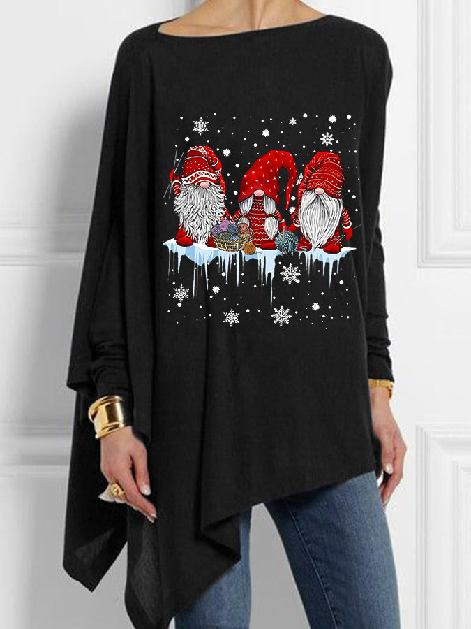 Santa Claus Printed Women's Casual Tops