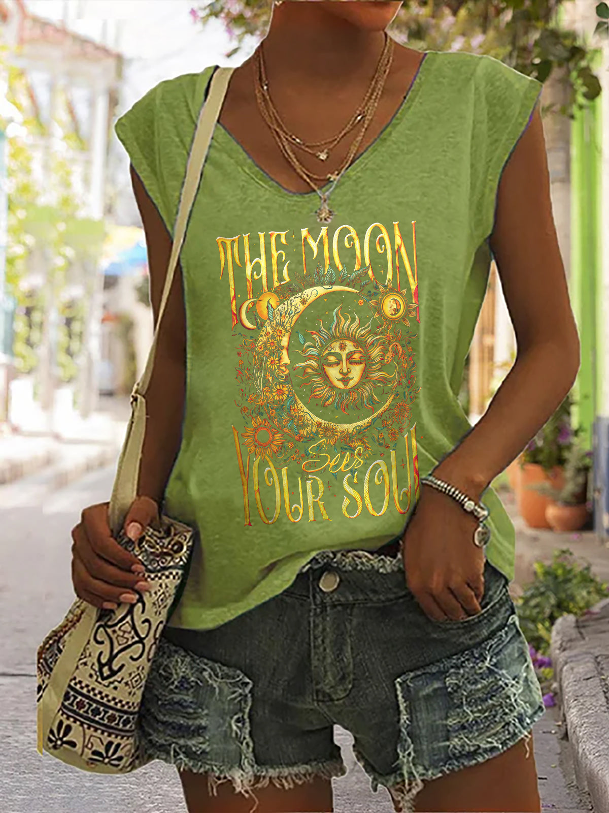 The Moon Your Soul Print Sleeveless Tank Top
