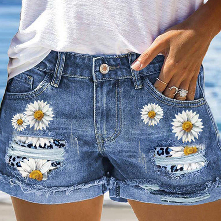 Little Daisy Summer Ripped Denim Shorts