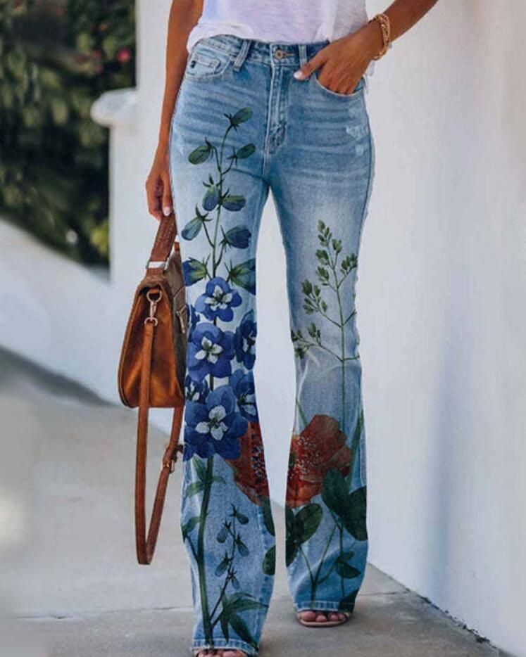 Women's Casual Spring Floral Jeans