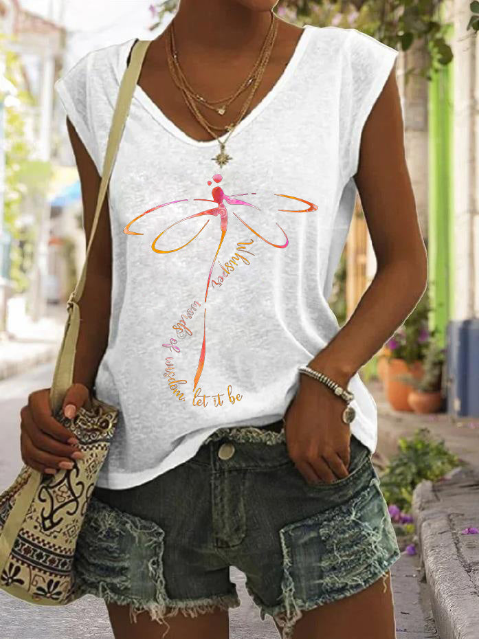 Whisper Words Of Wisdom Dragonfly Print Women's Vest