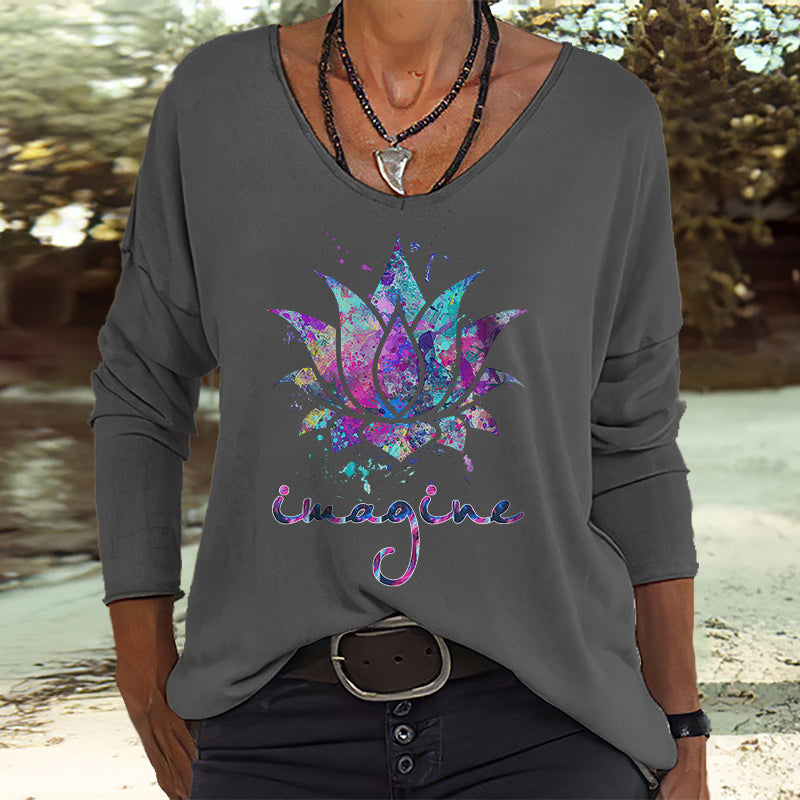Imagine Lotus Tie Dye Women's Long Sleeves Tee