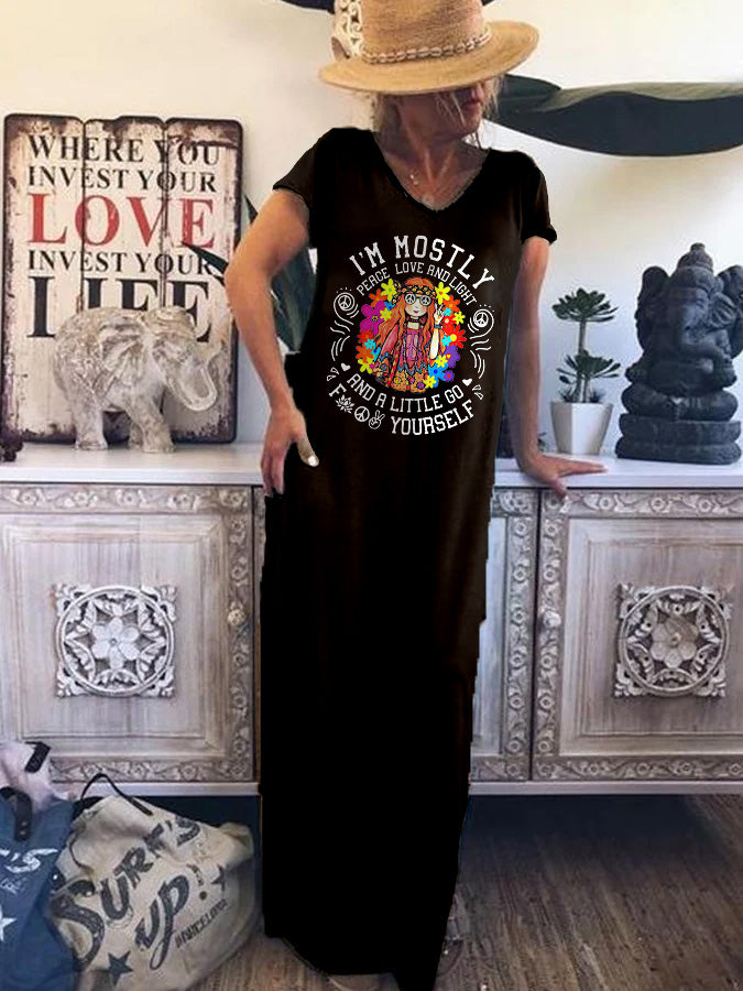 I'm Mostly Perce Love And Light Printed Women's Dress