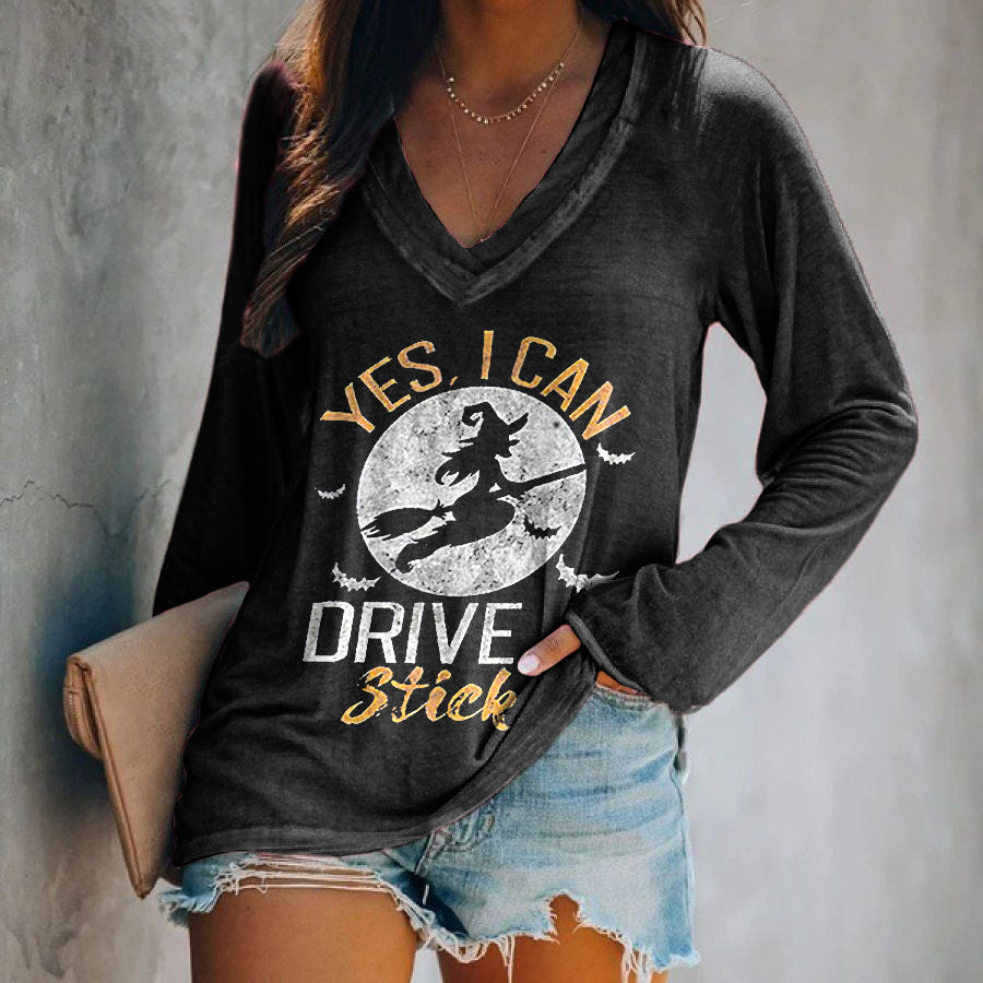 Yes, I Can Drive A Stick Printed Long-sleeved T-shirt