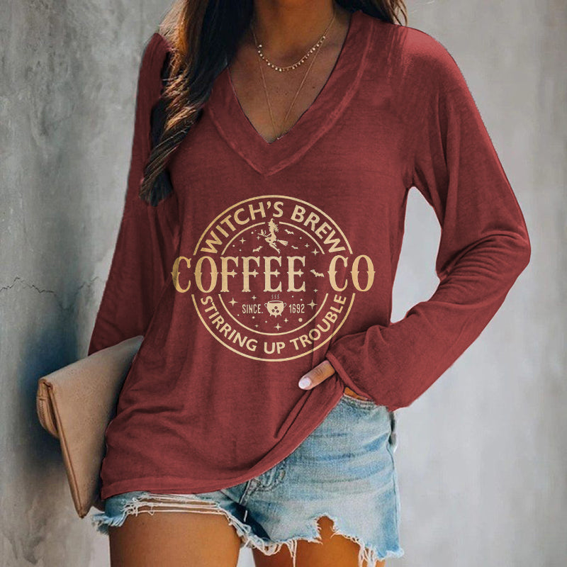 Witch's Brew Coffee Co Stirring Up Trouble Printed T-shirt