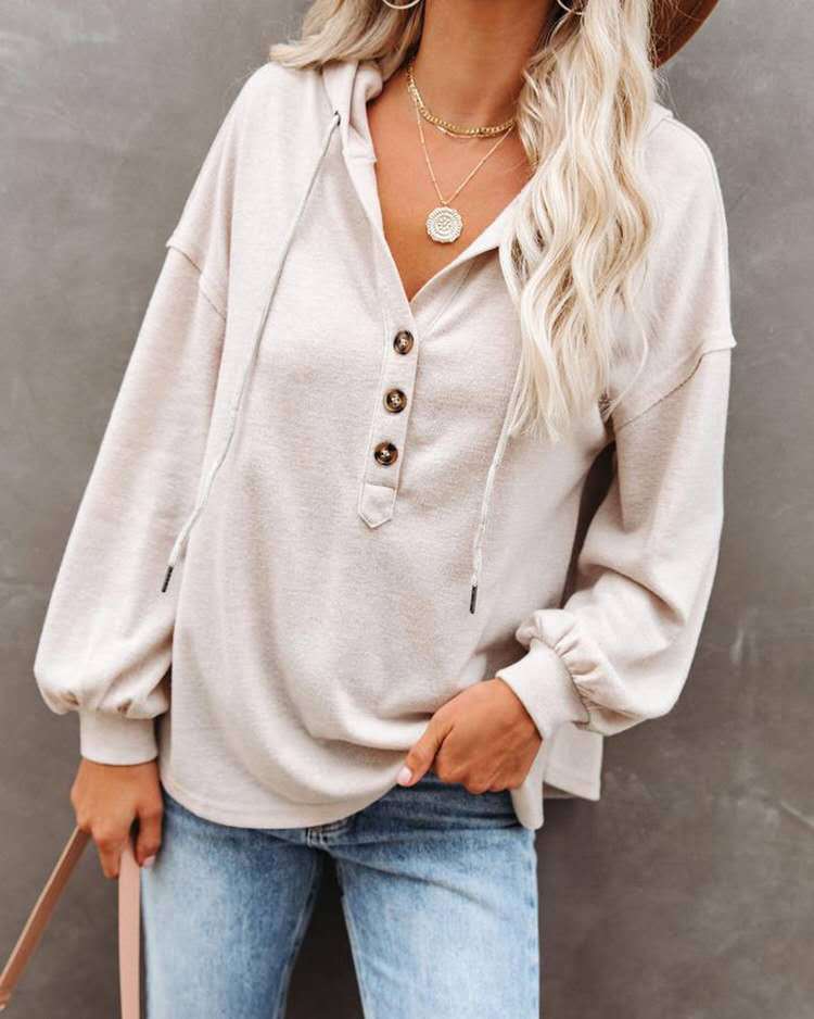 Hoodie Casual Loose Solid Color Sweatshirt