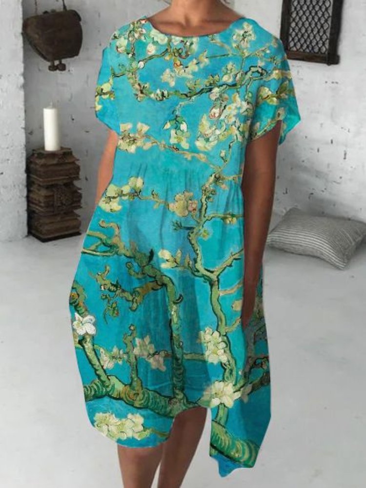 Plum Flower Patterns Loose Dress