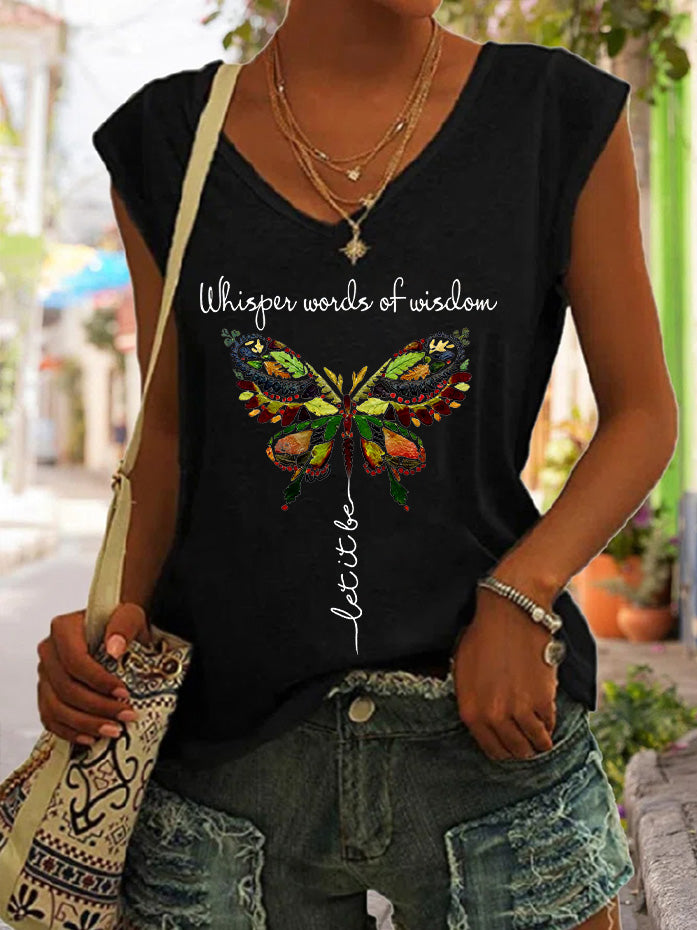 Whisper Words Of Wisdom Butterfly Print Women's Vest