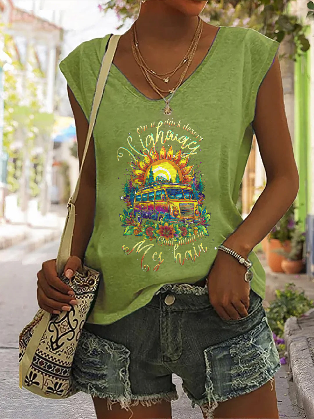 On A Dark Desert Highway Print Women's Vest