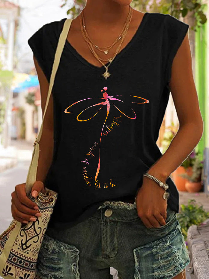 Whisper Words Of Wisdom Dragonfly Print Women's Vest