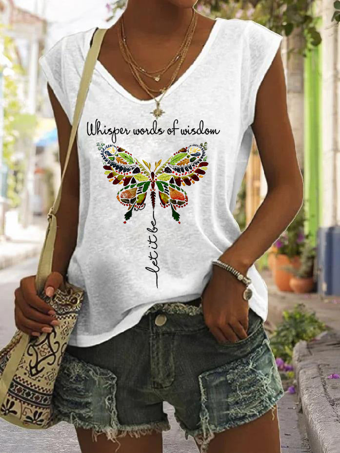 Whisper Words Of Wisdom Butterfly Print Women's Vest