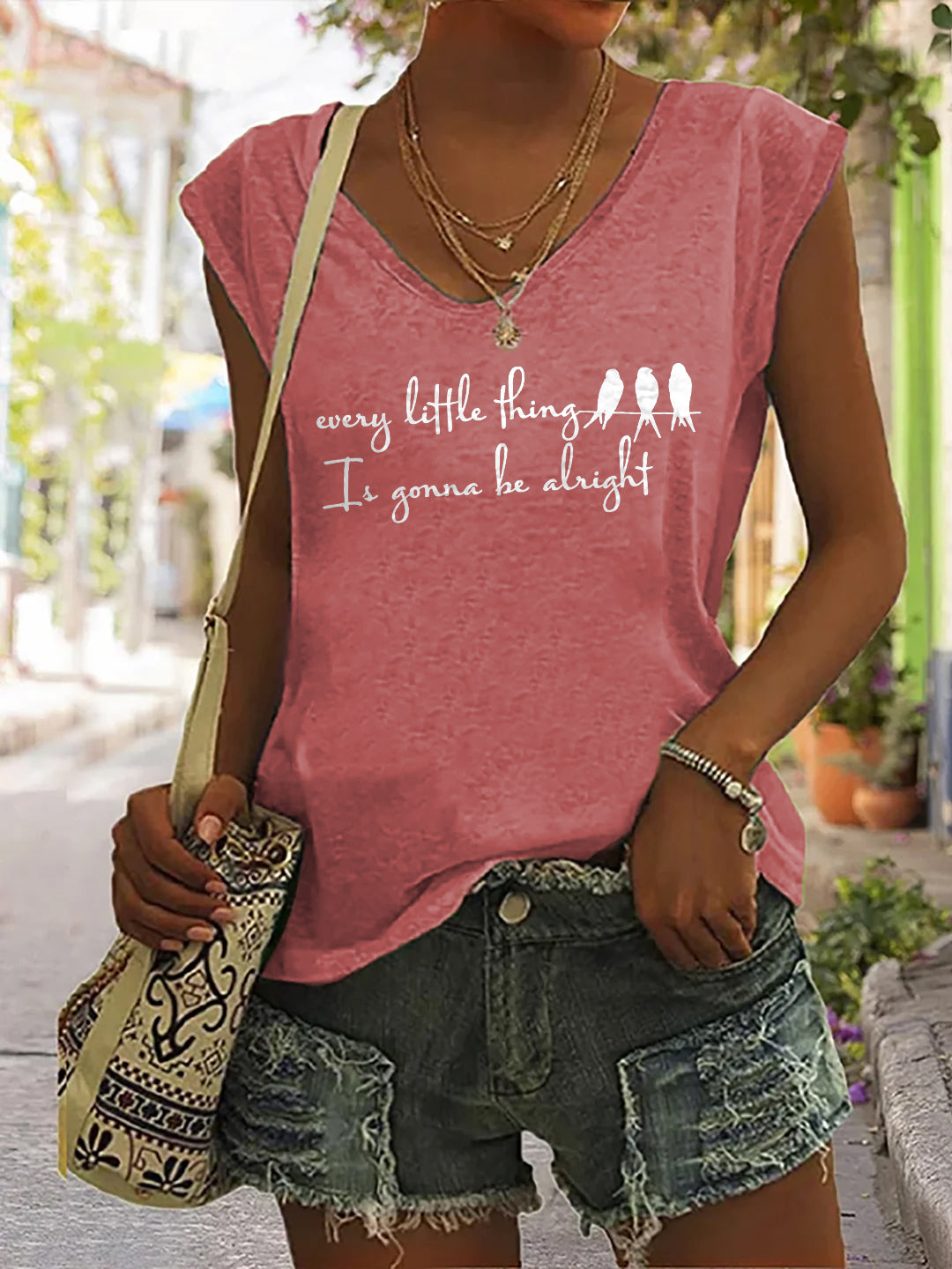 Every Little Thing I's Gonna Be Alright Print Sleeveless Tee
