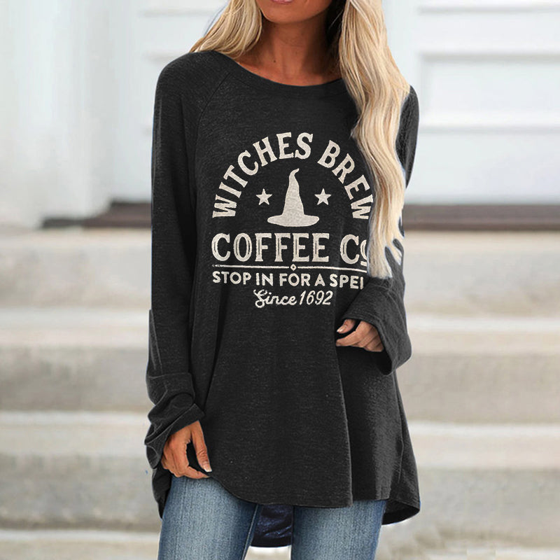 Witches Brew Coffee Co Stop In For A Spell Since 1692 Printed Women's T-shirt