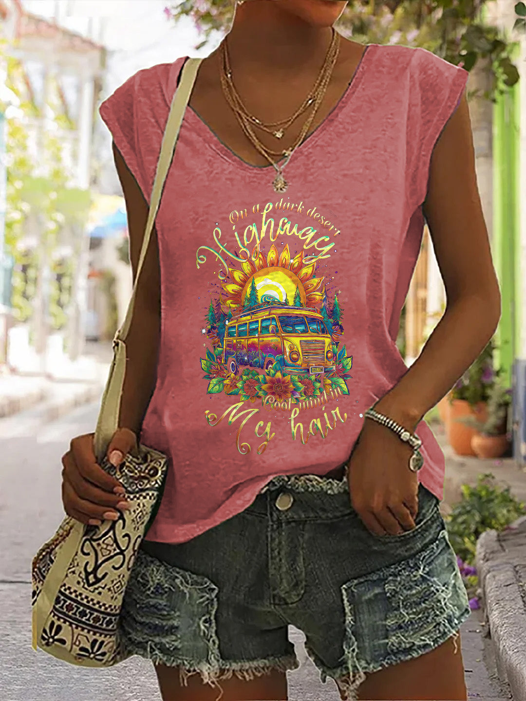 On A Dark Desert Highway Print Women's Vest