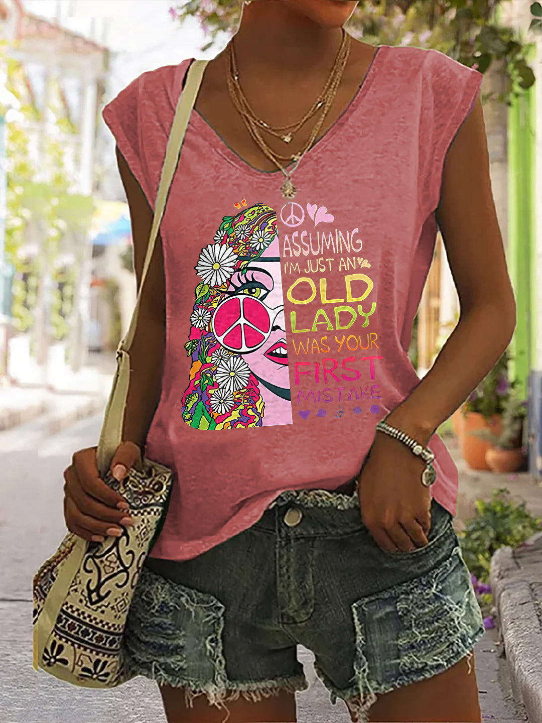 Assuming I'm Just An Old Lady Was Your First Mistake Print Sleeveless Tee