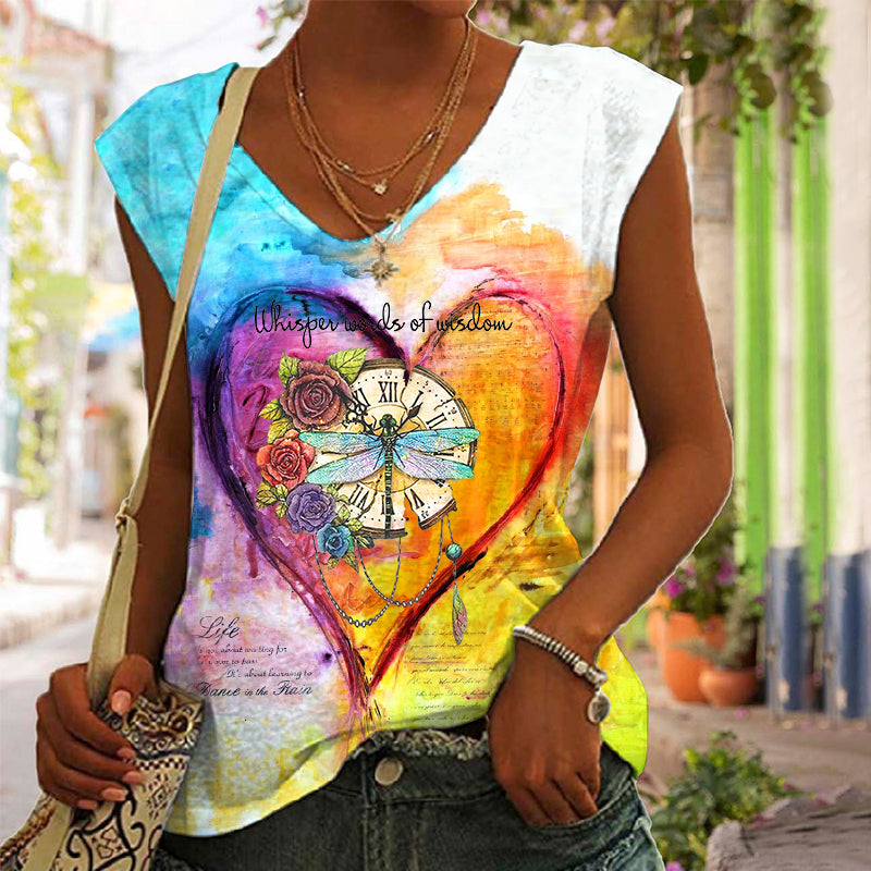 Whisper Words Of Wisdom Printed V-neck Women's Tank Top