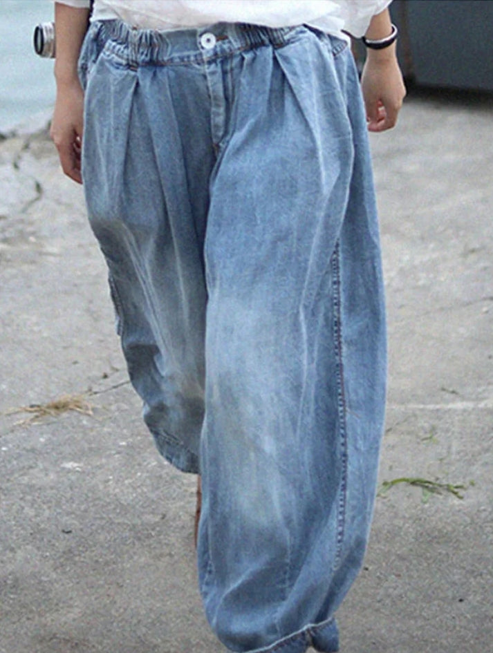 Women's Casual Solid Color Loose Lantern Jeans