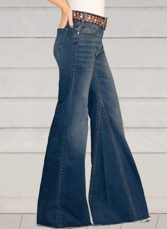 High waist retro slim wide leg jeans women's pants