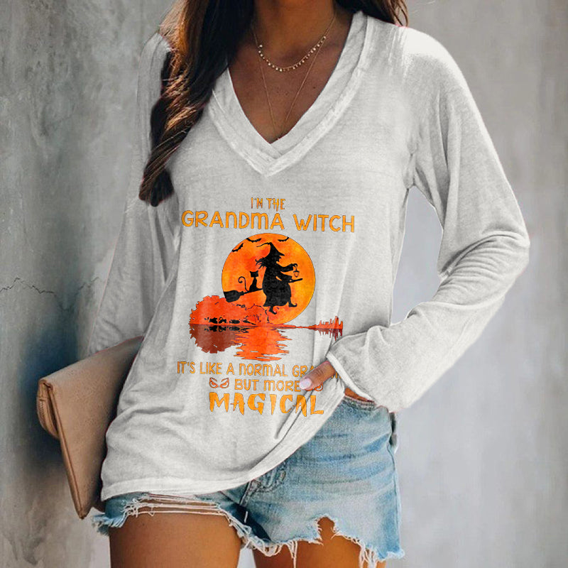 I'm The Grandma Witch Printed Long Sleeve T-shirt