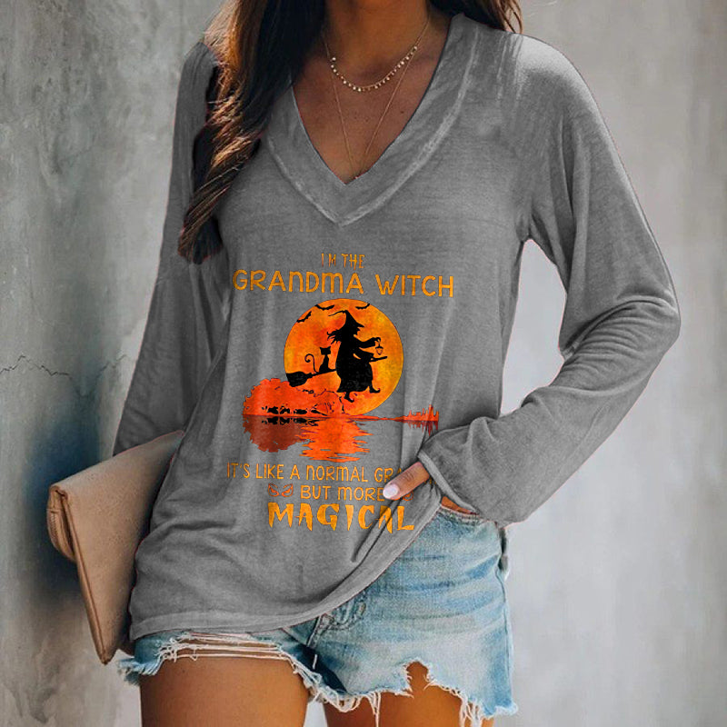 I'm The Grandma Witch Printed Long Sleeve T-shirt