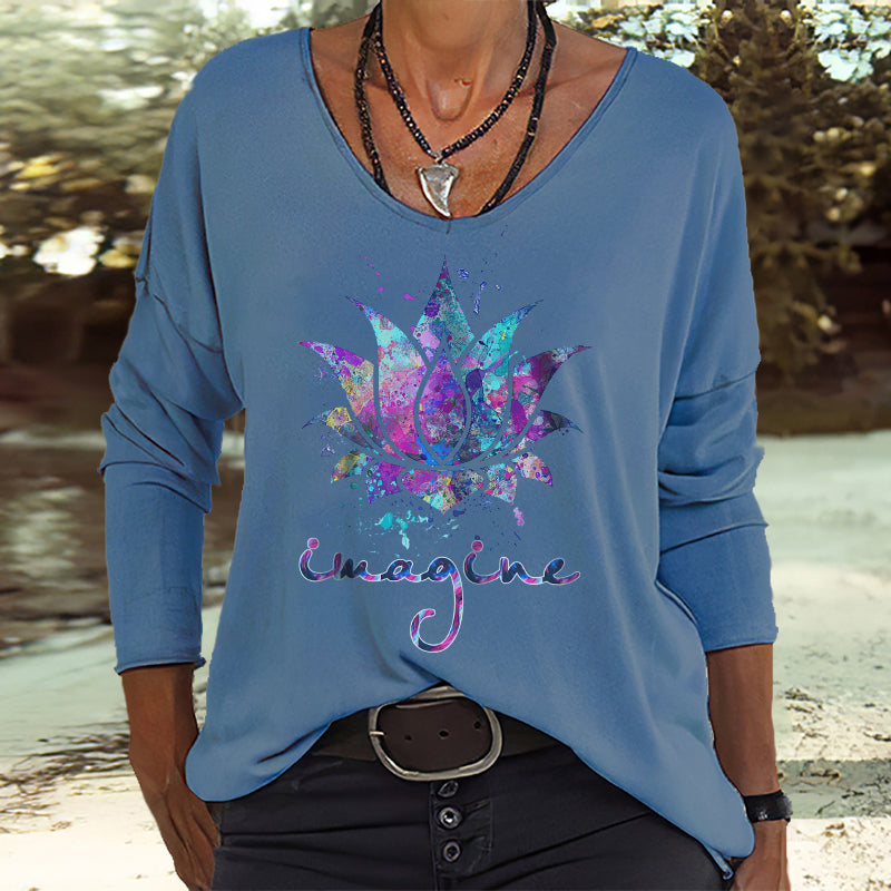 Imagine Lotus Tie Dye Women's Long Sleeves Tee