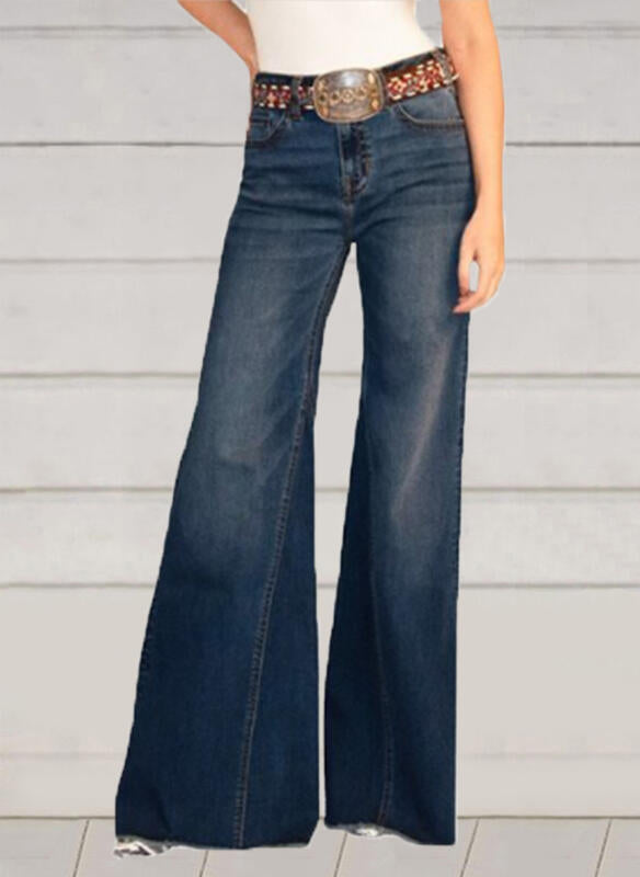 High waist retro slim wide leg jeans women's pants