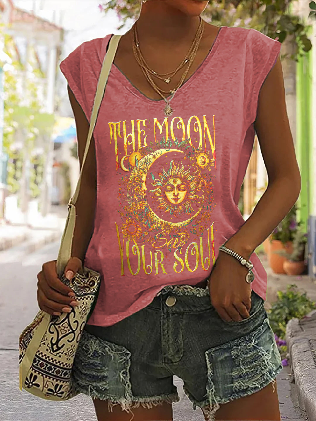 The Moon Your Soul Print Sleeveless Tank Top