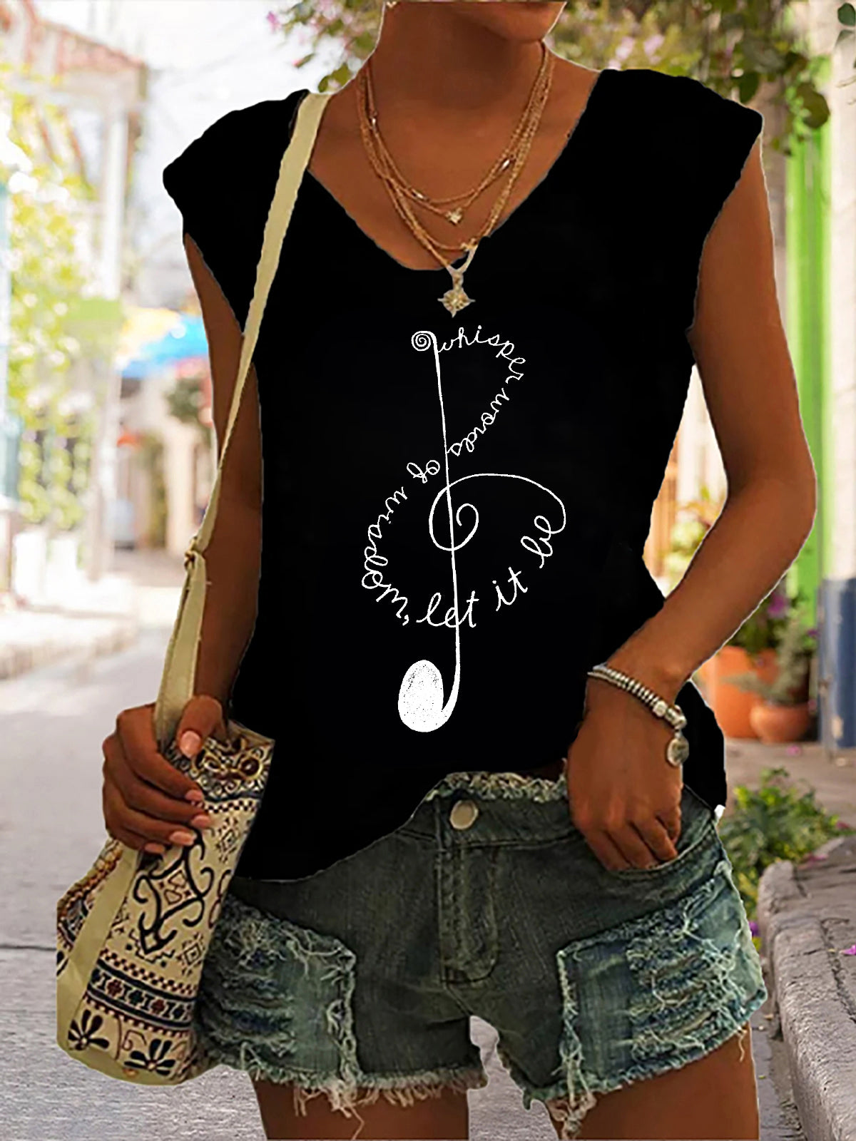 Whisper Words Of Wisdom Let It Bo Print Women's Vest
