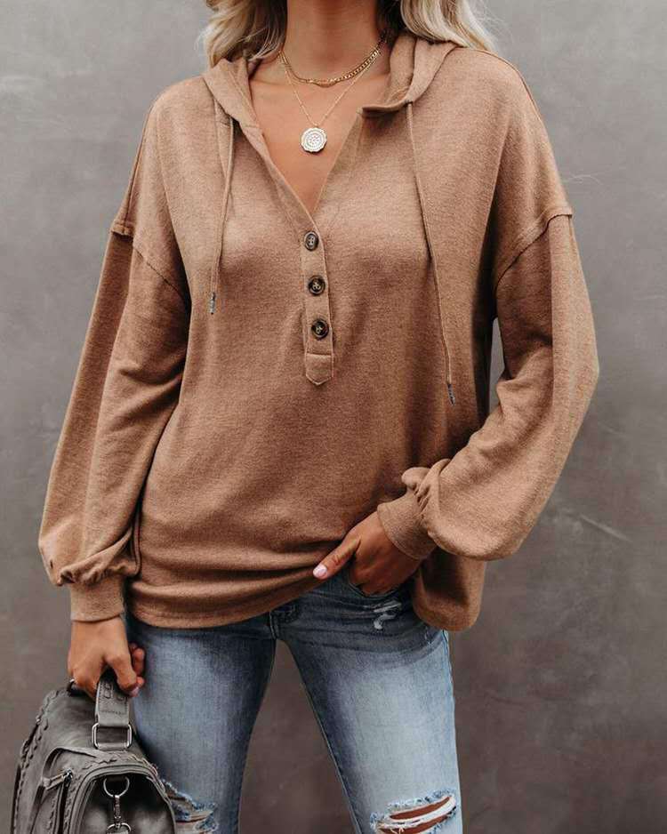 Hoodie Casual Loose Solid Color Sweatshirt