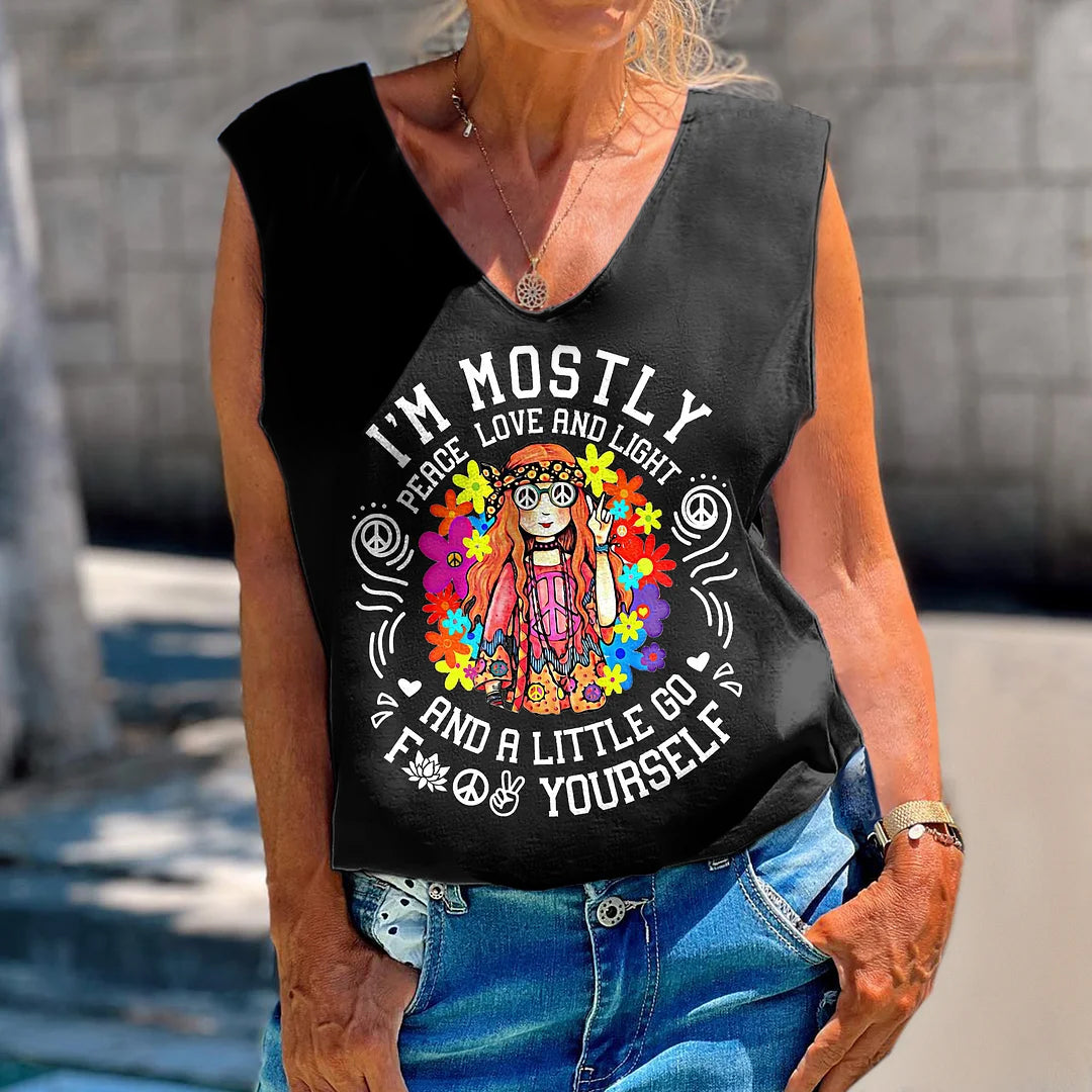 I'm Mostly Peace And Light And A Little Go Fxxk Yourself Printed Women's Vest