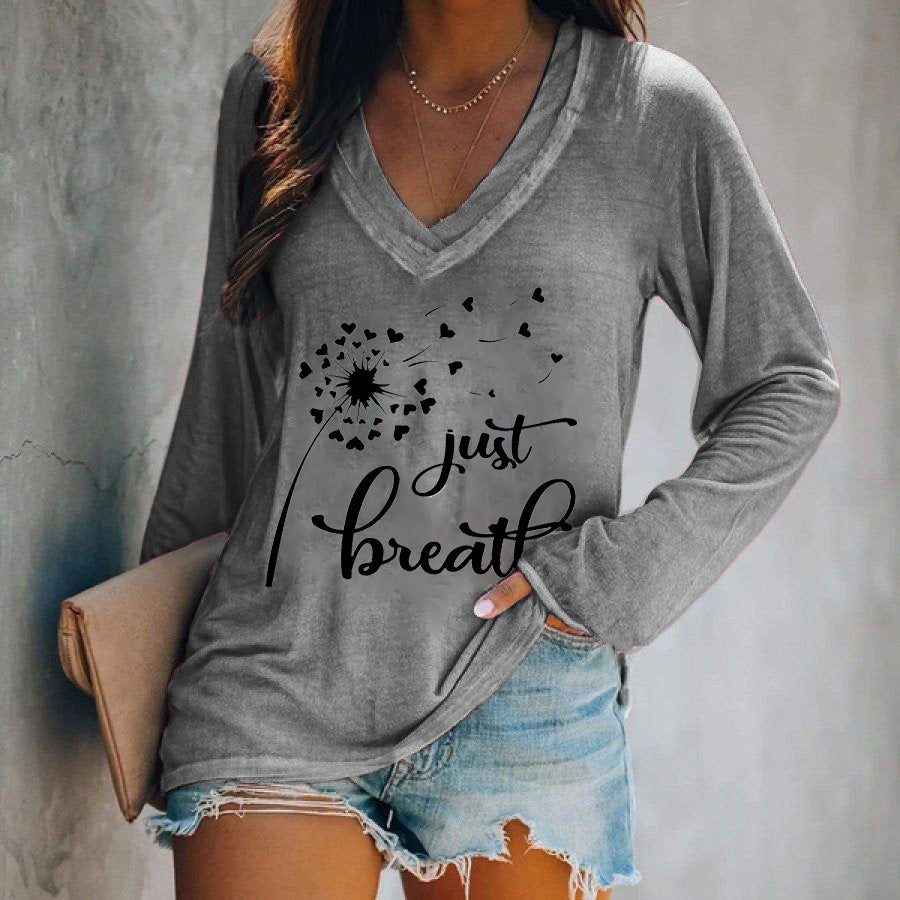 Just Breath Printed Long Sleeves T-shirt