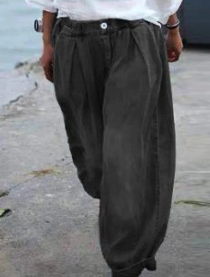 Women's Casual Solid Color Loose Lantern Jeans