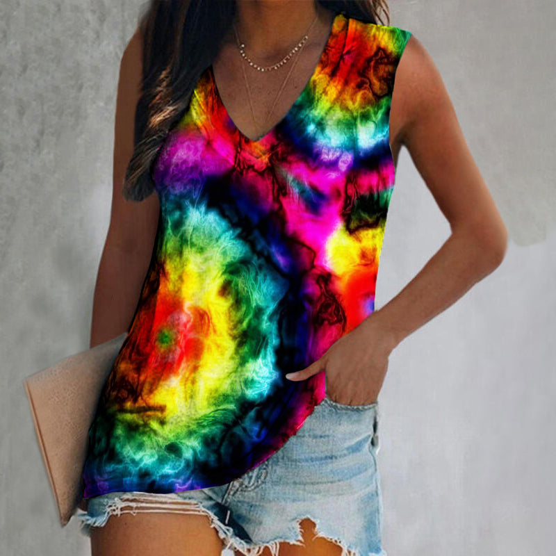🔥[Clearance Sale]Tie dye colorful print women's vest designer