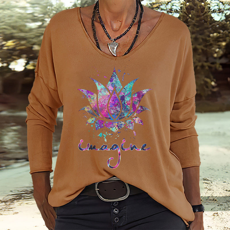 Imagine Lotus Tie Dye Women's Long Sleeves Tee