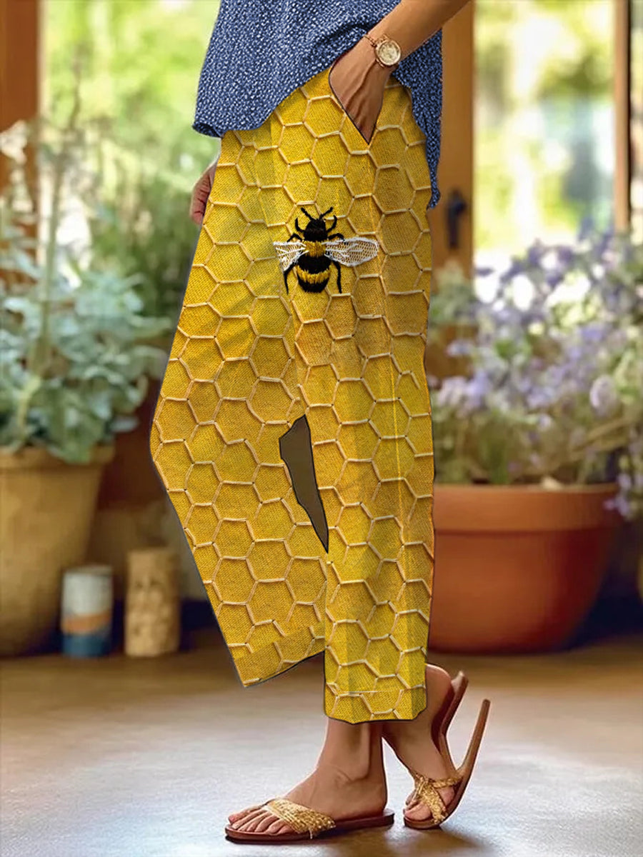 Women's Bee Print Casual Pants