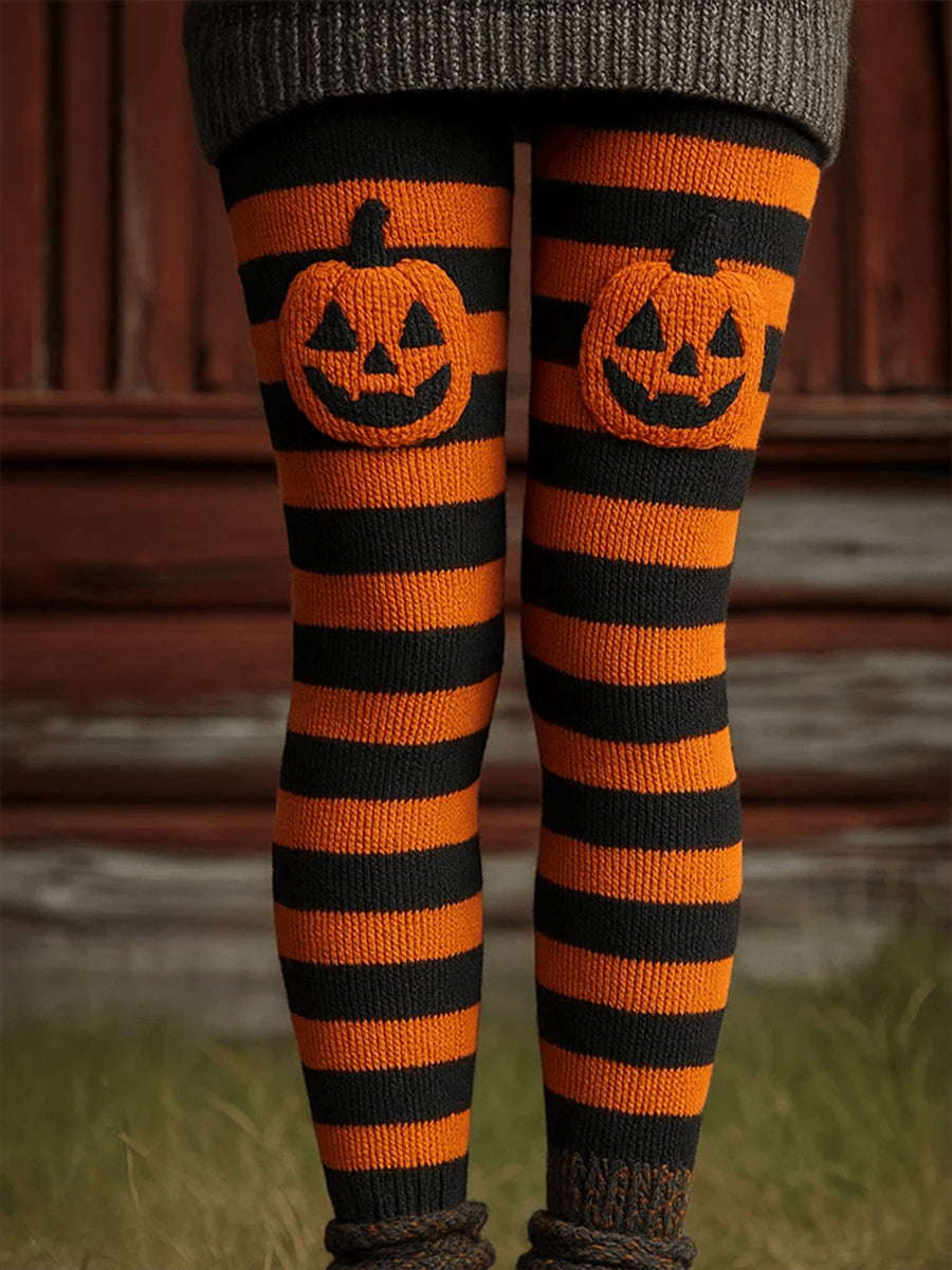 Women's Halloween Pumpkin Stripes Bottoms