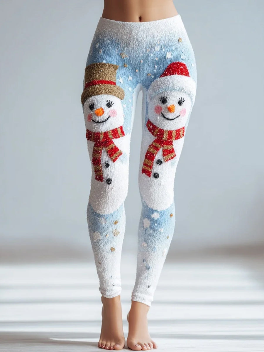 Women's Cute Christmas Snowman Pattern  Leggings