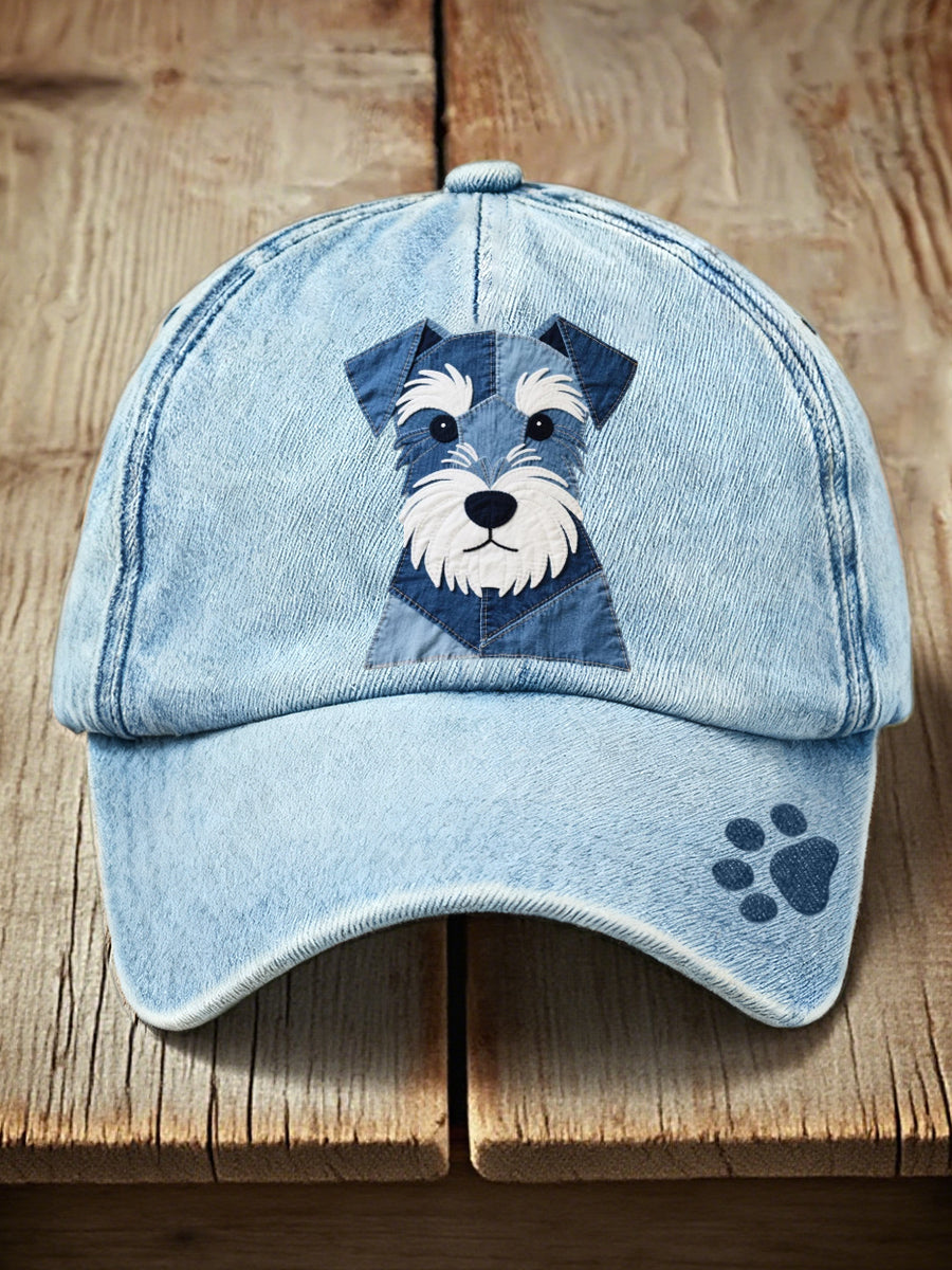 Lovely Schnauzer Dog Patchwork Art Hat