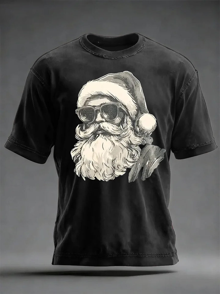 Men's Funny Christmas Santa Claus Print Casual T-shirt