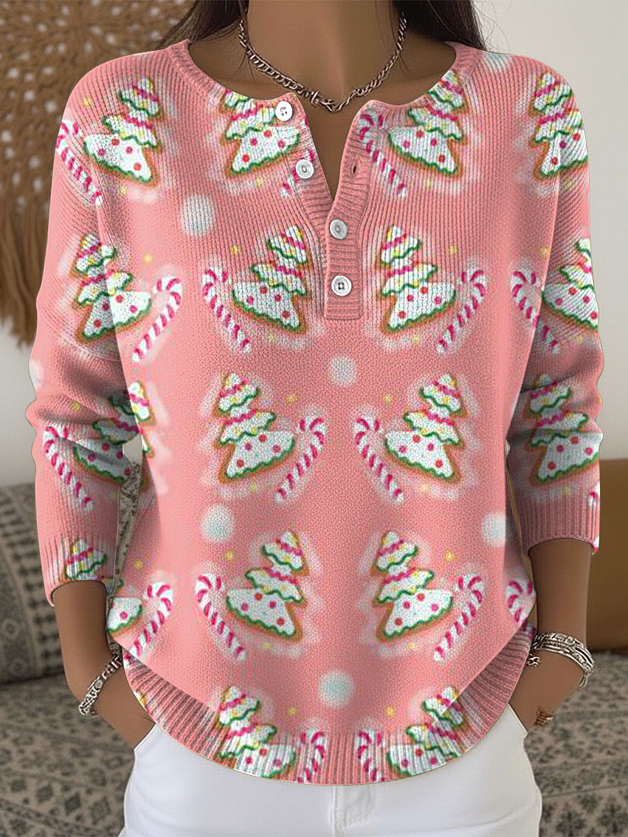 Women's Christmas Trees Print Casual Tops