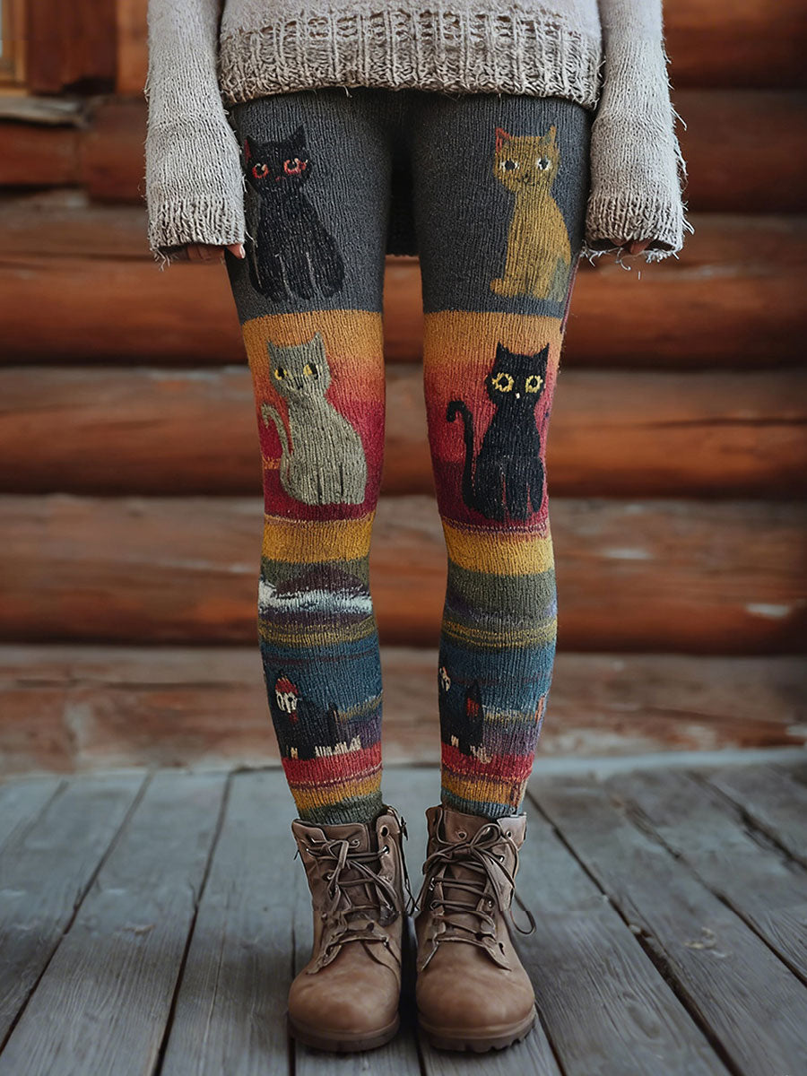 Women's Vintage Cats Print Leggings