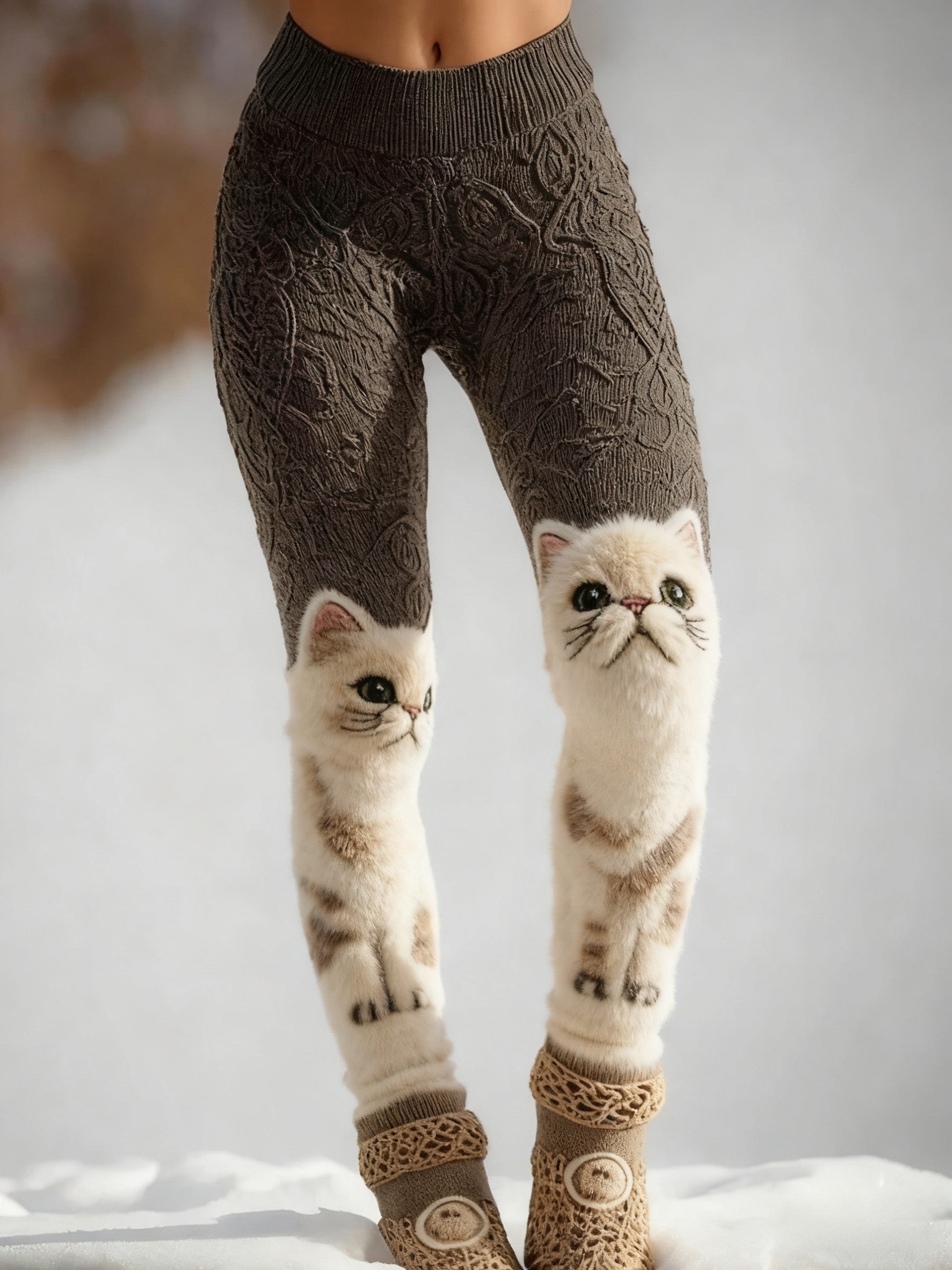 Women's  Retro Cute Animal Cat Abstract Print Casual Leggings