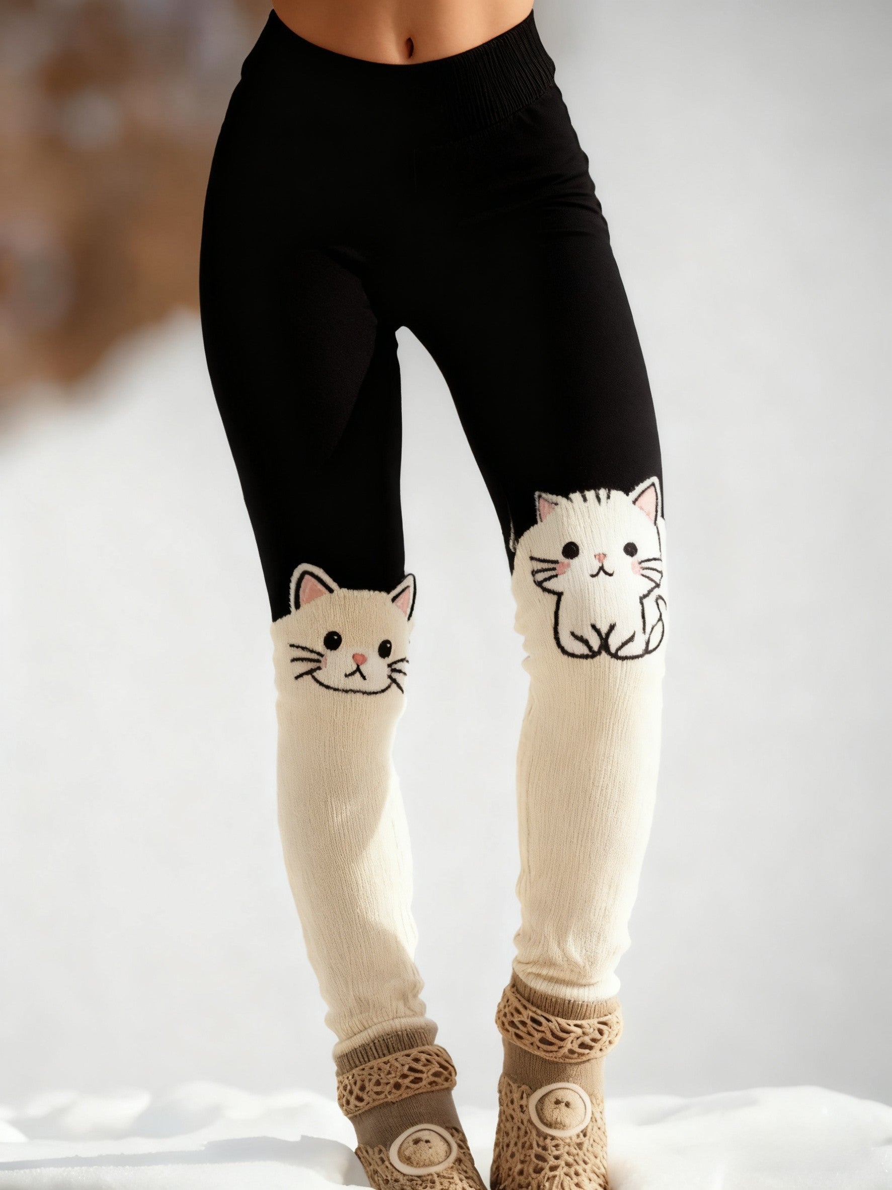 Women's  Retro Cute Animal Cat Abstract Print Casual Leggings
